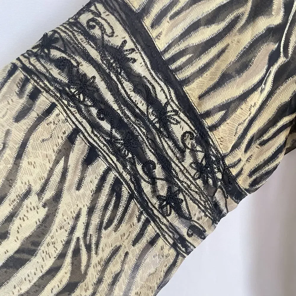 NWT Adini Blouse 2X Animal Print Sheer Tunic Bell Sleeve Boho Artsy Top Zebra - Picture 6 of 8